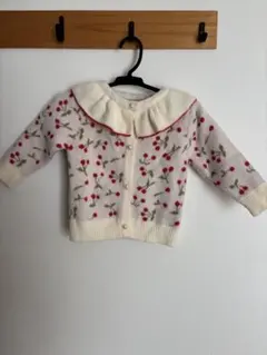 【80＆100サイズ】アイボリー 花柄 フリル襟 カーディガンまとめ売り