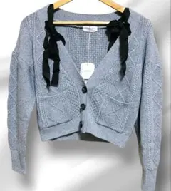 DEICY ケーブル編み ニットカーディガン リボン 新品未使用タグ付き