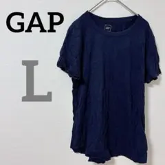 GAP 【L】半袖Tシャツ カットソー ネイビー 紺 クルーネック 丸首