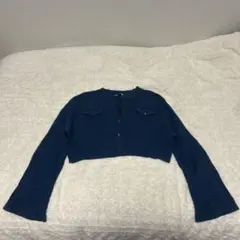 ZARA 薄手　ニット　春服　ネイビー　カーディガン