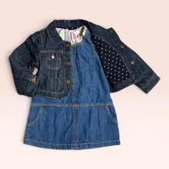 babyGAP✴︎デニムジャケット&ジャンパースカート&フリル袖ブラウス3点セット