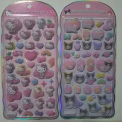 コットンパフィーシール　キティ・マイメロ&クロミ2枚セット