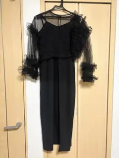 【ドレス】チュールフリルロングスリーブ＆サテンキャミワンピースセット