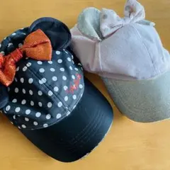 子供用 ミニーマウス 耳付き キャップ 2点セット