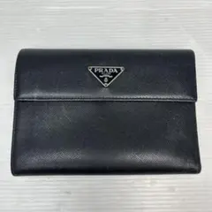 ☆プラダ☆トライアングル ロゴ サフィアーノ レザー 黒 三つ折り財布