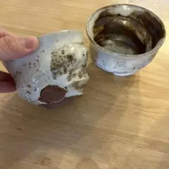 【新品】陶器 湯呑み ペア 作家物風 和食器 焼き物 茶器 湯のみ 夫婦湯呑