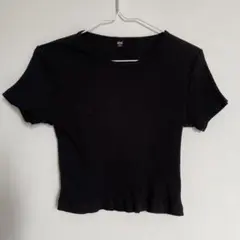UNIQLO リブクルーネックT 半袖 ブラック M