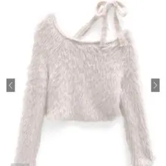 ワンショルフェザーニットリボントップス ［dr747］