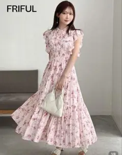 FRIFUL フラワープリントプリーツワンピース 花柄ワンピース