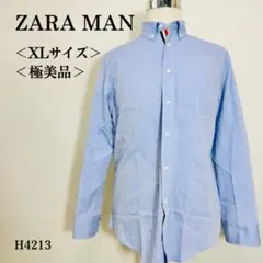 【極美品】ザラマン 長袖シャツ ボタンダウン トリコロールテープ XL相当 青系