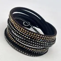 SWAROVSKIスワロフスキー ラインストーンブレスレット ダークブラウン