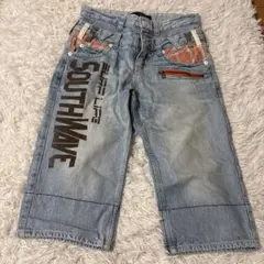 Y2K ダブルウエスト デニムパンツ ハーフパンツ