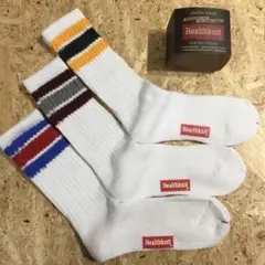 Healthknit 靴下 25～27cm 3足組 白ラインのサムネイル