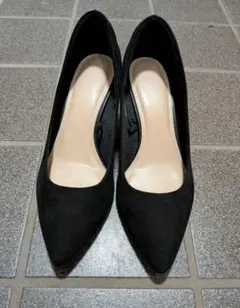 黒 スエード ポインテッドトゥ ハイヒール