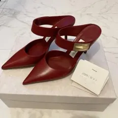 JIMMY CHOO レッドレザー ミュール ヒール7.5cm