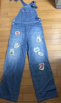 デニムオーバーオール ワッペン装飾エンジェルブルー平成ギャルデニムジーンズレアのサムネイル