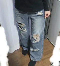00s デニム ダメージジーンズ y2k 平成 ギャル grung ストリート