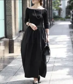 Bonjour Sagan スクエアネックニットコンビコクーンワンピース❇️ラス①