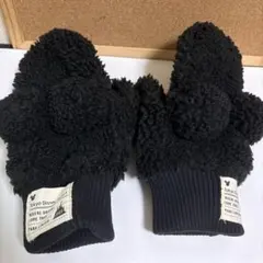 新品未使用 ディズニーリゾート ボアミトン手袋 ポンポン 黒ブラック タグ付き③