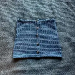 ZARA 와플 뜨개질 베어 탑 블루 L 사이즈