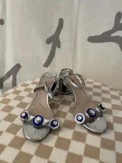 Miu Miu メタリック ストラップサンダル ビジュー装飾のサムネイル