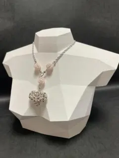 ハンドメイド ビーズネックレス ハートモチーフ