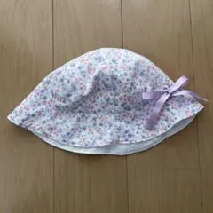 ミキハウス 花柄 ベビー帽子 リボン付き