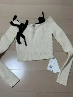 SNIDEL ショルダーリボンオフショルニットプルオーバー