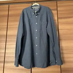 無印良品　長袖シャツ　メンズボタンダウンシャツ　XXL長袖シャツ　ブルー