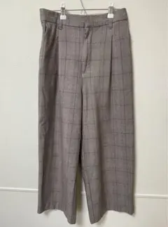 ブラウン系チェック ワイドパンツ