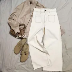 ZARA パッチポケットマリンストレートデニム ワイドレッグ USA 6
