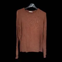 美品 GU M ベージュ リブニット ボタンスリーブ　プルオーバー