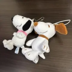 スヌーピー ぬいぐるみ マスコット ボールチェーン 紐付き プライズ 2体