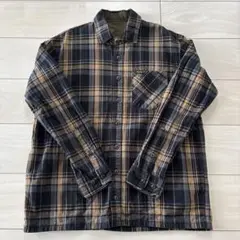 コットンネルシャツ L ネイビーとベージュのチェック