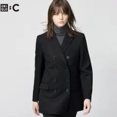新品未使用 UNIQLO C ユニクロ ダブルテーラードジャケット ブラック M
