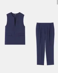 プラステ　Vネックベストパンツセットアップ　ネイビーS セレモニー