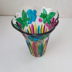 SOGA　曽我ガラス　フラワーベース 花瓶　ぶどう柄