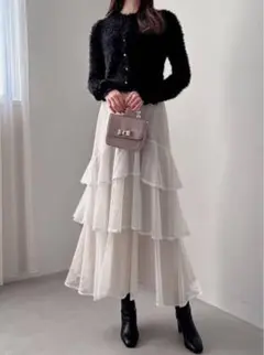 GRL チェック柄チュールティアードスカート[ta111] アイボリー