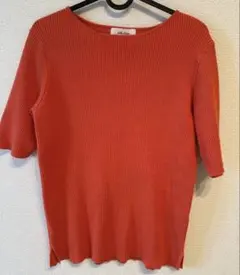 お値下げ中 オレンジ色 リブ編み 半袖ニットのサムネイル