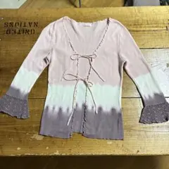 リブ編みグラデーションニットカーディガン