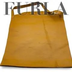 FURLA フルラ フラットトートバッグ 本革レザー ワンショルダー マスタード