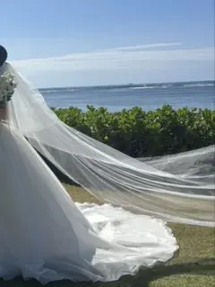 ［SHEIN］ロング 二層ウェディングベール オフホワイト コーム付き