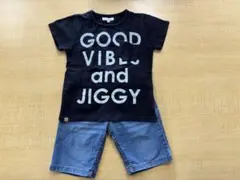 ブラウン半袖Tシャツ デニムハーフパンツセット110サイズ