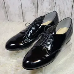 新品24cm【REGAL】エナメル　レースアップシューズ　プレーントゥ　黒