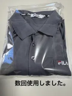★FILA ポロシャツ半袖 メンズ DRY素材ポケ付き チャコール Lサイズのサムネイル