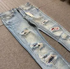 mnml ミニマル リペアストレッチスキニーデニム blue 32インチ 新品