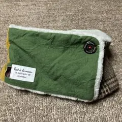 ハンドメイド フリース マフラー ボタン付き グリーン