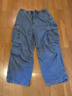 GU デニムスーパーワイドカーゴパンツNT+E