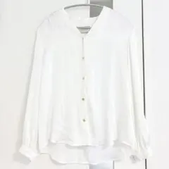 UNITED ARROWS♥サテン メタルボタン Vネック ブラウス/36のサムネイル