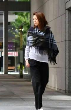 チェック柄フリンジ 大判ストール　Joshua Ellis